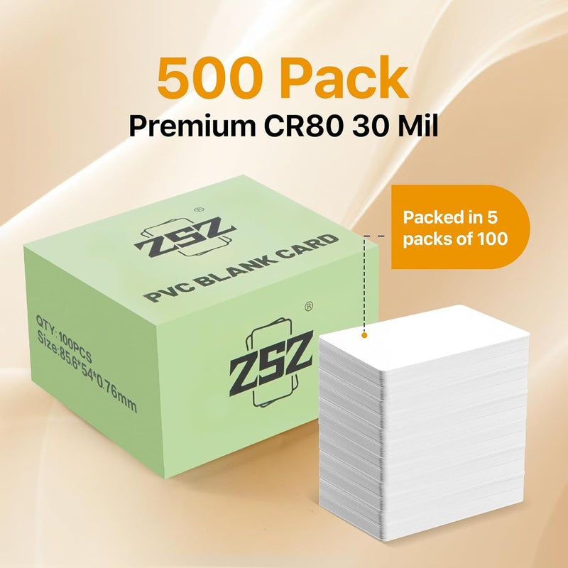 ZSZ 500 حزمة - بطاقات PVC فارغة بدون خدوش، بطاقات بلاستيكية CR80 بسماكة 30 مل لطابعات بطاقات الهوية الفوتوغرافية - Image 2